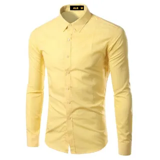 Promoção de Camisa Social Masculina Slim Fit em Algodão e Elastano - Manga Longa - Verde Seco