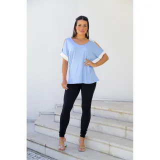 Promoção Blusa Feminina Manga Curta Vazada Verão - Verde