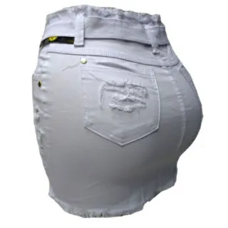 Saia Plus Size Branca com Cinto de Cintura Alta - Tamanho 46 ao 54 - Branco