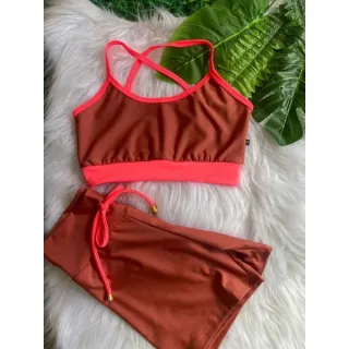 Top Alcinha fitness feminino e Conjunto de Academia Short com cordinha - VERDE COM BRANCO