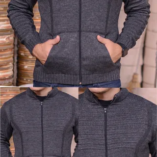 Cardigan masculino tricô casual gola alta suéter - Marinho