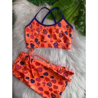 Short + Top para Academia - Conjunto perfeito para seus treinos - Rosa detalhes azul bebê