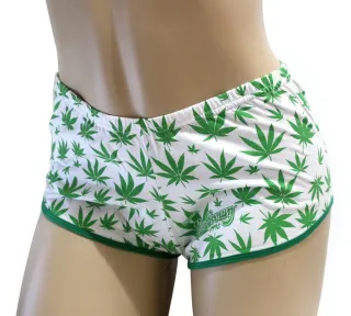 Shortinho Ganja Branco e Verde em Algodão 100% - Raryel - BRANCO/VERDE