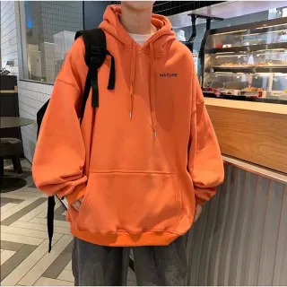 Plus Size Moletom Casual Simples com Capuz e Estampa de Texto Unissex - Azul