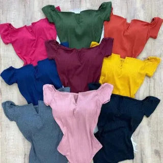 Veste Feminina Canelada com Detalhe em V - Tamanhos M, G e GG - Amarelo