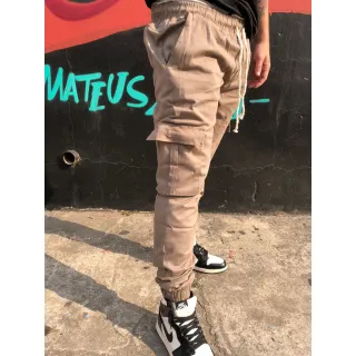 Promoção - Calça Sarja Jogger Masculina Cargo - KAKI