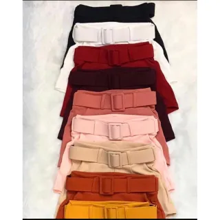 Fivela e Cinto Shorts Feminino Crepe - Raryel - M