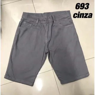 Masculino Bermuda Sarja Jeans - Cinza
