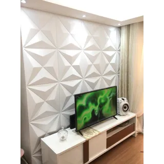 Painel 3D Revestimento Parede Gesso Luxo - Kit com 10 Placas - Estrela Preta