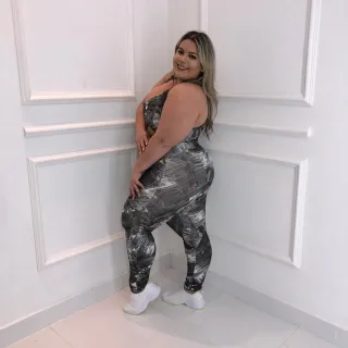 Roupa Fitness Plus Size Conjunto GG e XGG Calça Legging + Top - GG (Veste do 46 ao 48)