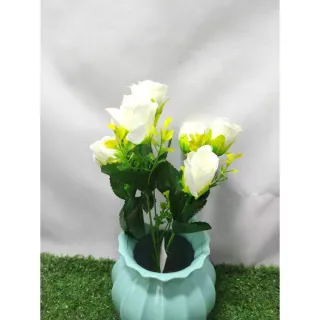 Buquê de Flores Artificiais para Decoração de Casamento, Arranjos e Festas - 10 Flores - lilas com branco