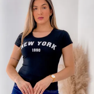Estampada New York T Shirt Basica Blusinha - GG