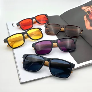 Óculos Personalizado Bambu Maderado Masculino Feminino Sol Justin - Preto