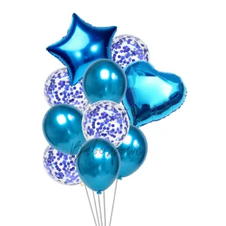 Festa com Balões Metalizado: Kit Estrela e Coração + Bexigas de Látex - Preto