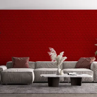 Adesivo Vermelho Geométrico 3D - Papel de Parede 1m x 50cm - Único