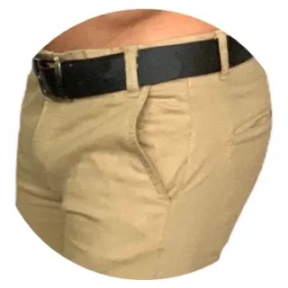 Nova coleção 2023: Calça Masculina Slim Chino Bege em Sarja - Preta Bolso Chapado