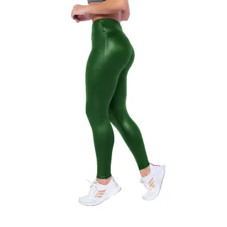 Legging Brilho Molhado Cintura Alta Couro Lycra - Preto