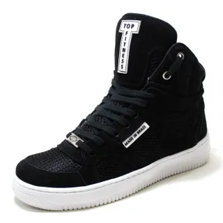 Tenis Top Fitness Moda Sneaker Botinha Cano Alto Feminino Masculino Preto/Branco - 38