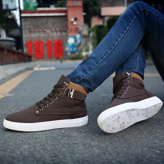 Cano Alto Tênis Casual Masculino - Tamanho Grande - khaki