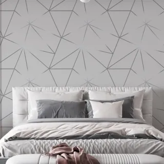 Rolo Papel Parede Adesivo Geométrico Zara Cinza Prata Moderno Triângulo - Único