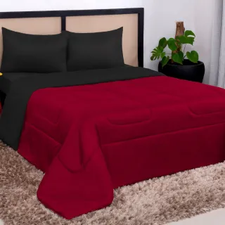 Promoção Edredom Casal Queen Barato - Dupla Face Bicolor - Pink e Preto