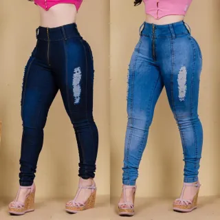 Calça Skinny Feminina com Lycra, Cintura Alta e Levanta Bumbum - Jeans Escuro - jeans clara lisa ele