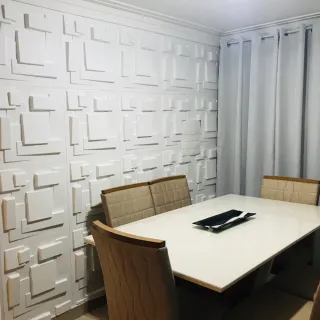 Painel 3D Revestimento Parede Gesso Luxo - Kit com 10 Placas - Estrela Preta