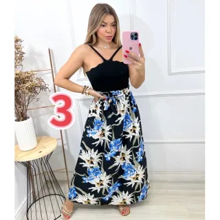 Saia Longa Feminina com Estampa Floral - 6-VERDE