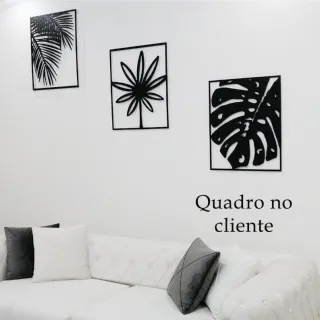 Quadros Decorativos Vazados Mdf Preto - Kit 3 Folhas - Único