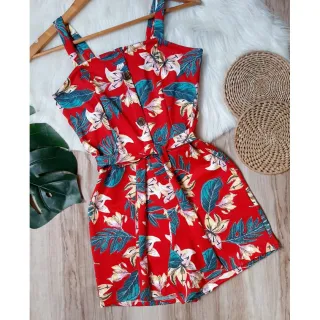 Conjunto feminino Deluxe: macaquinho 34 ao 50, conforto e elegância - Azul-piscina Botão de coco