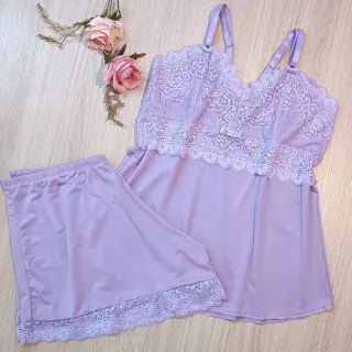 Pijama Short Doll Renda Conforto Sem Bojo Forrado - Baby Doll Microfibra - VerdeErvaDoce