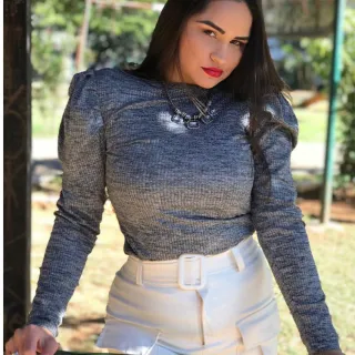 Blusinha Princesa Bufante Manga Longa Canelado - Moda Feminina - Azul