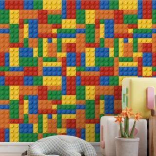 Quarto Infantil Lego Autocolante - Papel de Parede Adesivo Colorido Lavável 3m - Único