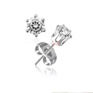 Ponto de Luz Brinco Pedra Zirconia Feminino e Masculino / Aço inox - 1Par 6mm