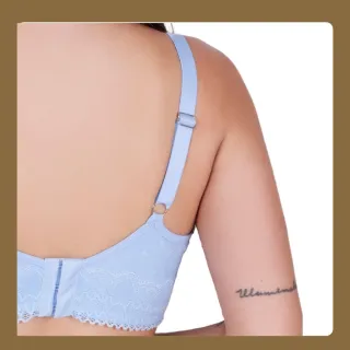 Bojo Plus Size Sustentação Renda e Microfibra Alça Reforçada - Frozen - azul claro