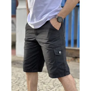 Short Militar Masculino Bermuda Cargo 6 Bolsos - Preto