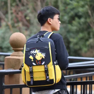 Mochilas de anime Pikachu para homens e mulheres escolares - Pequena escola branca