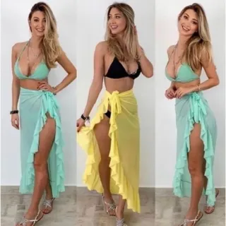 Super promoção: Kit praia - biquíni asa delta, pareô e saída! - CORES DIFERENTE