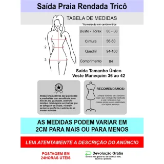 Moda Luxo Trico Rendado Verão Primavera Saida Praia - Branco