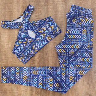 Feminino Fitness Conjuntos Calça e Top - Kit 3 Academia - Estampa variada