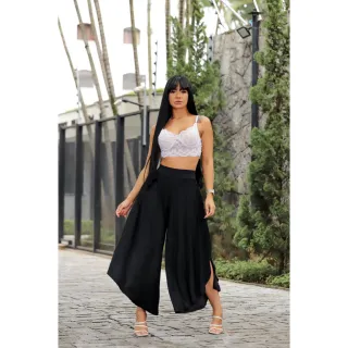 Lançamento: Calça Pantalona Feminina Cintura Alta em Malha Viscolycra - Unico ( veste 38 ao 48)