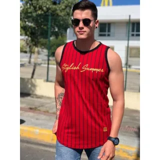 Camiseta listra Longline masculina em malha canelada - AZUL MARINHO MALHA