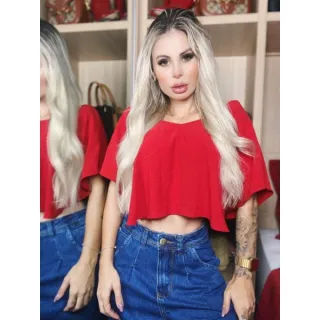 Promoção Blusinha Morcego Gaivota Cropped Ciganinha - VERDE JADE