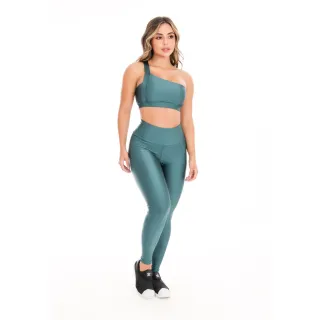 Calça Legging Fitness Cintura Alta Poliamida Sem Bojos - Conjunto Top - Cinza