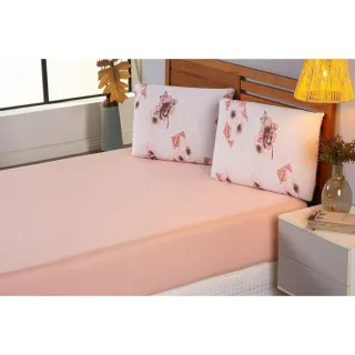 Promoção Lançamento: Jogo de Lençol Estampado em Malha 100% Algodão - Alta Qualidade - Rosa/Coração