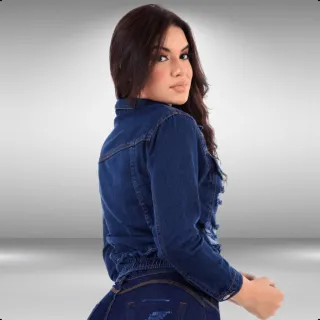 Tendência 2022: Jaqueta Jeans Elástico Barra Azul Escura - M