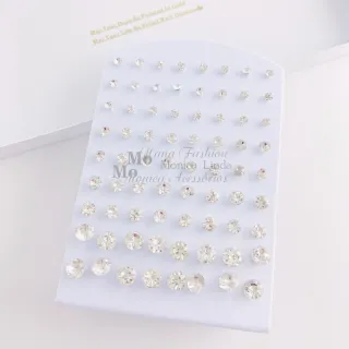 Atacado kit Ponto de Luz Brincos Revenda - 36 Pares em ordem Crescente - 36 pares prata