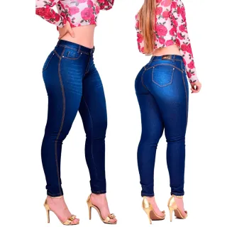 Lycra Calça Jeans Feminina Cintura Alta - Azul Escuro