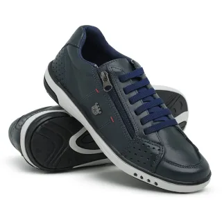 Conforto Casual Anti Stress Sapatenis Masculino de Couro Vegano Ortopédico - Preto