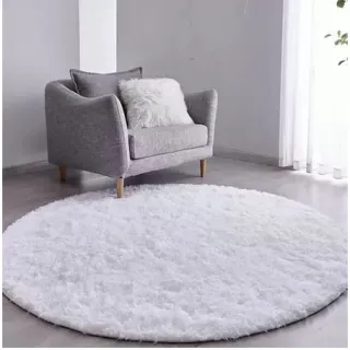 Grande Tapete Redondo Felpudo Peludo de 1,3 M - Azul